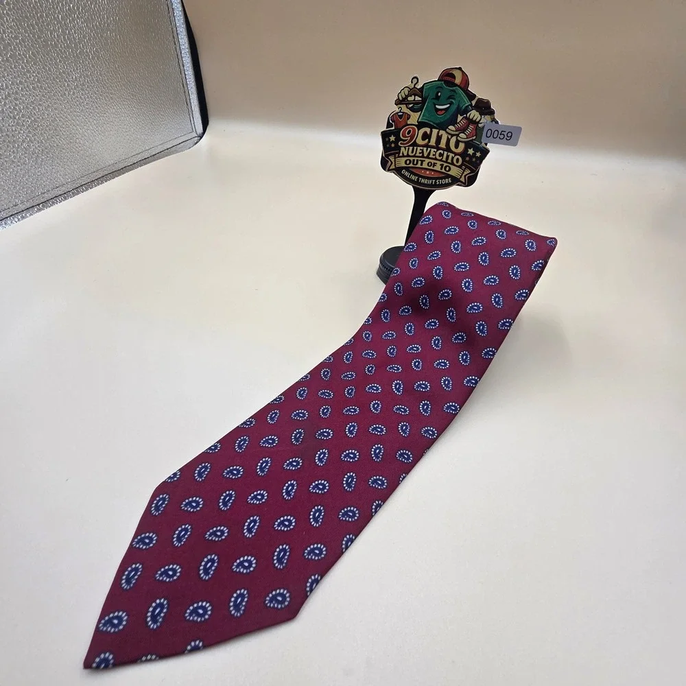 Robert Talbott Clyde Campbell Mens Silk Tie Burgundy Paisley Hand Sewn Italy